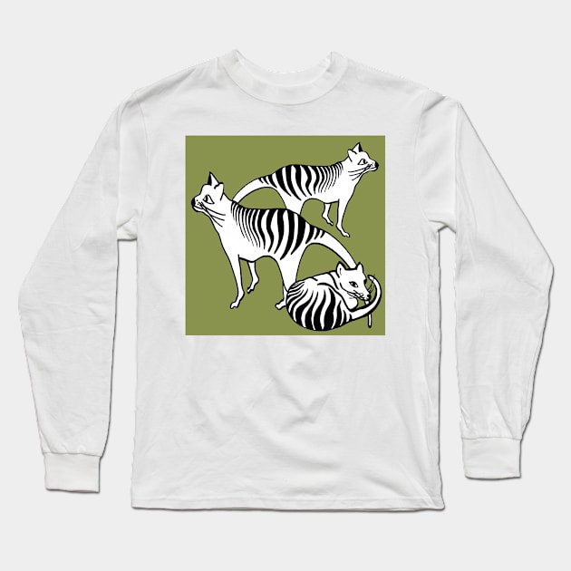 Tasmanian Tiger - Extinct Long Sleeve T-Shirt by topologydesign